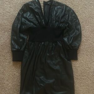 Leather cocktail or party dress.  No faux leather.  Real leather dress.